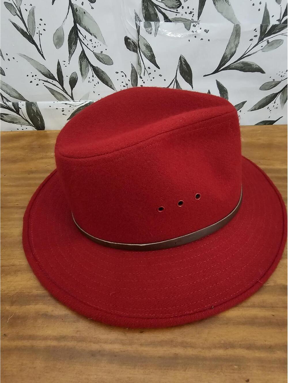 Eddie Bauer Hat Red Womens Wool Fedora Hat
